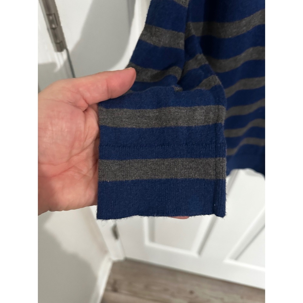 Ann Taylor Women's Blue Striped Long Sleeve Zipper Detail Sweater Size L - Picture 3 of 11